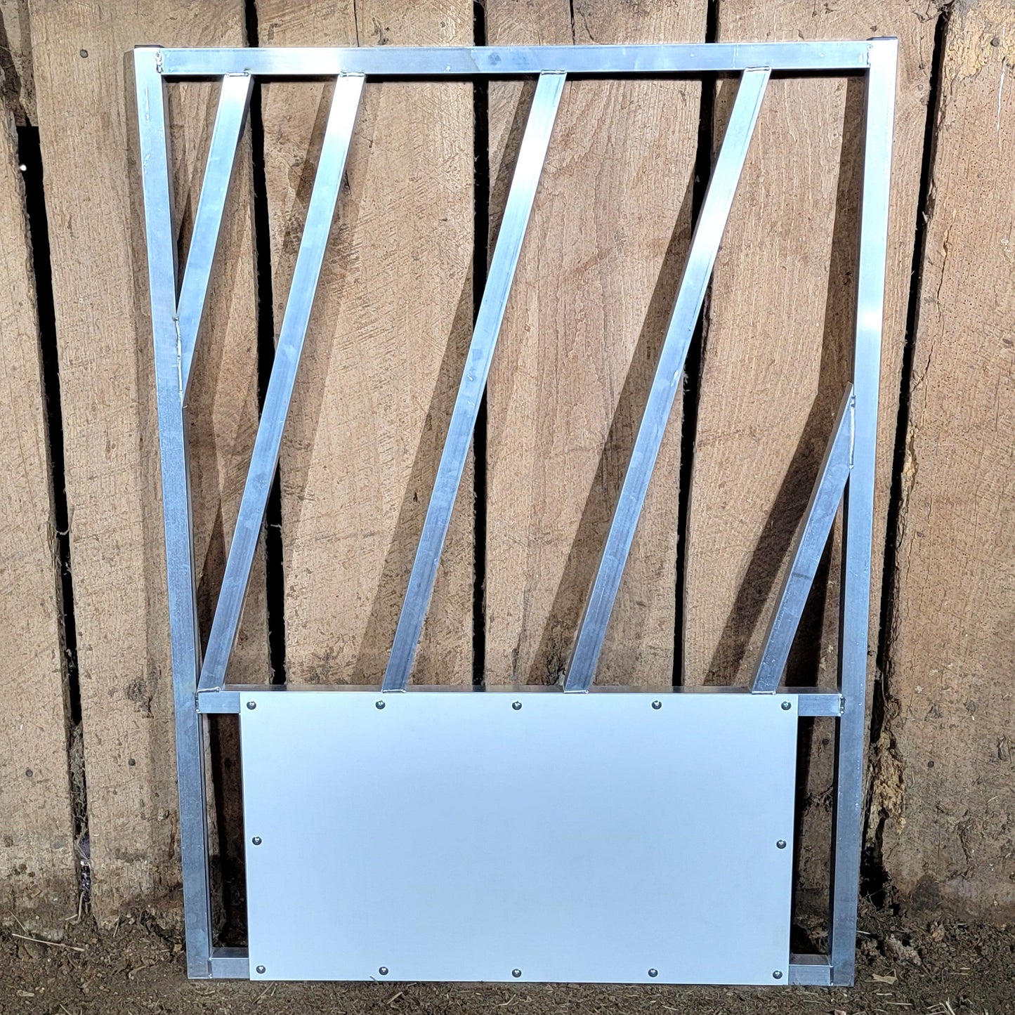 4 Pack of Aluminum 30" Long by 40" Tall Sheep & Goat Slant Bar Feeding Panels Square Hay Feeder