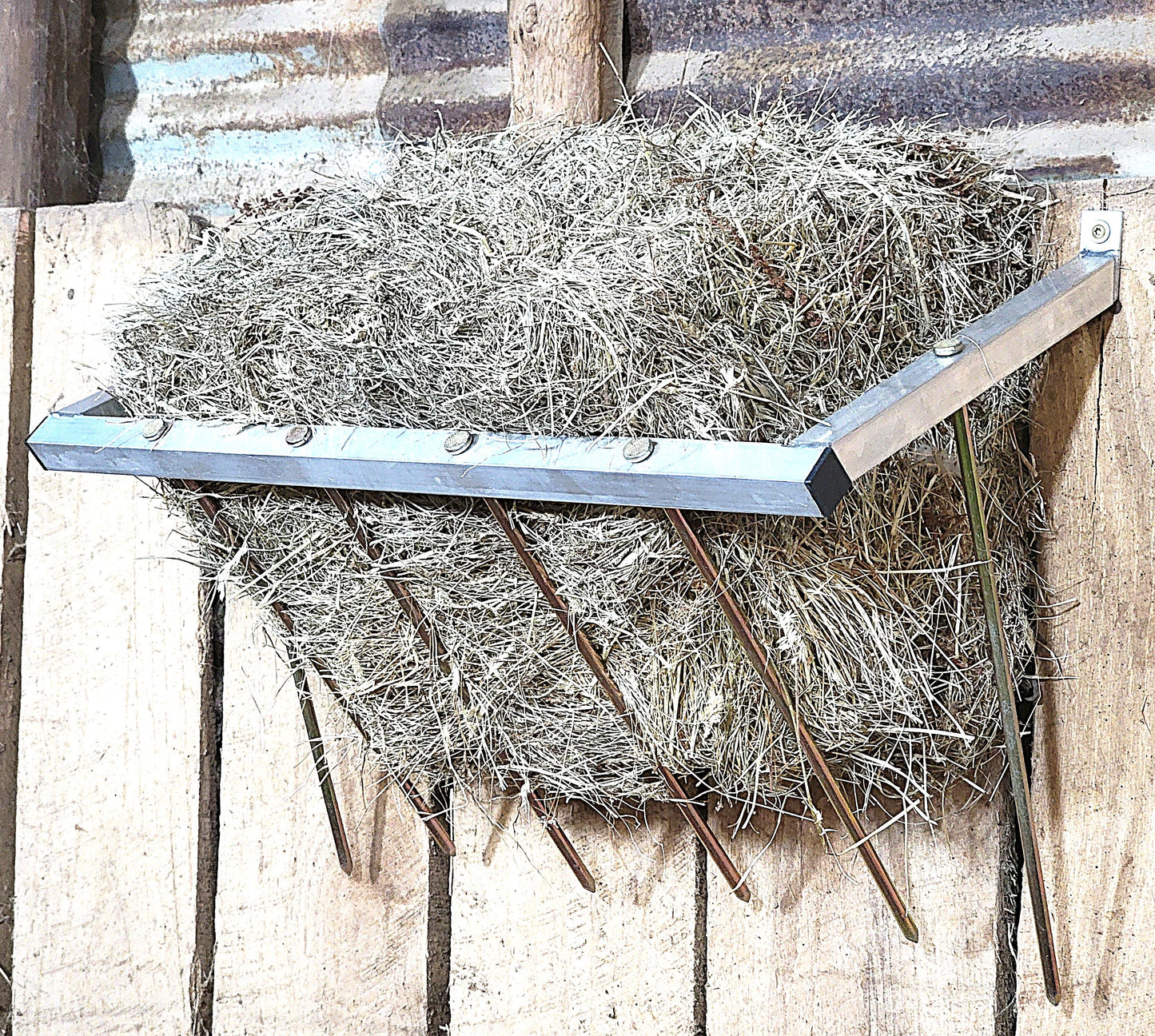 24 Inch Wall Mounted Sheep & Goat Two Flake Hay Feeder USA Made Aluminum