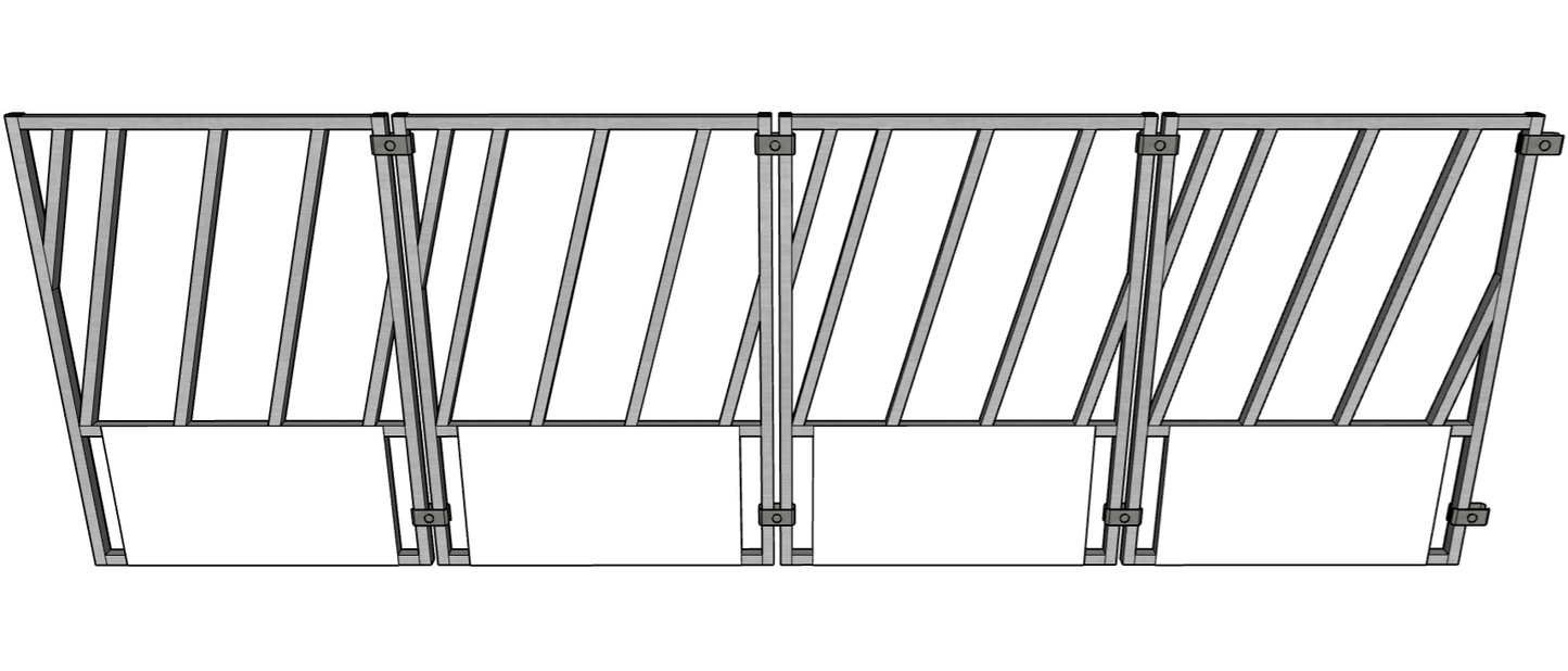 4 Pack of Aluminum 30" Long by 40" Tall Sheep & Goat Slant Bar Feeding Panels Square Hay Feeder