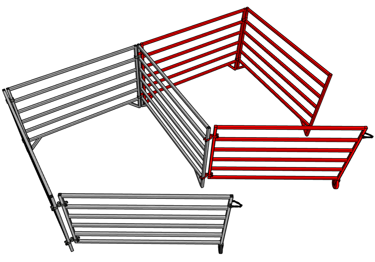 Aluminum 5 Ft X 5 Ft 6 Rail Starter Stall Kit & or Add-On Kit for Sheep & Goats