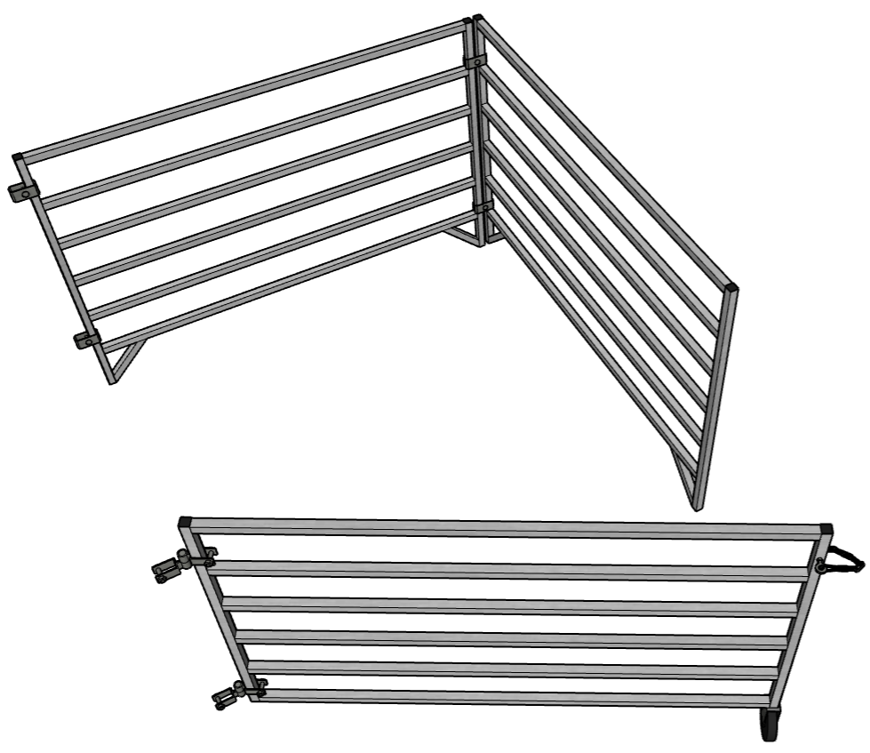 Aluminum 5 Ft X 5 Ft 6 Rail Starter Stall Kit & or Add-On Kit for Sheep & Goats