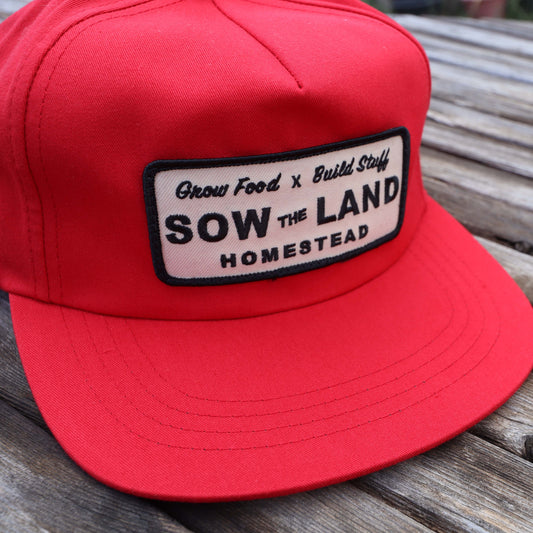 Snapback Dad Patch Hat (Red)